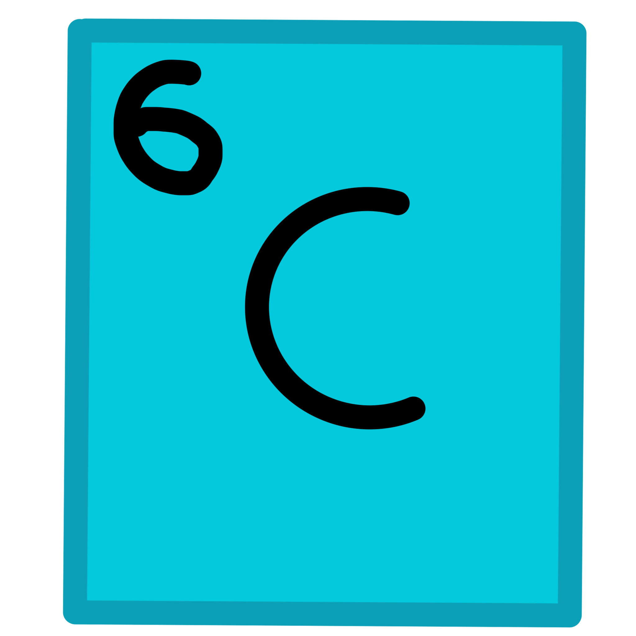 A light blue square with a “C” in the middle in the top left corner is a 6